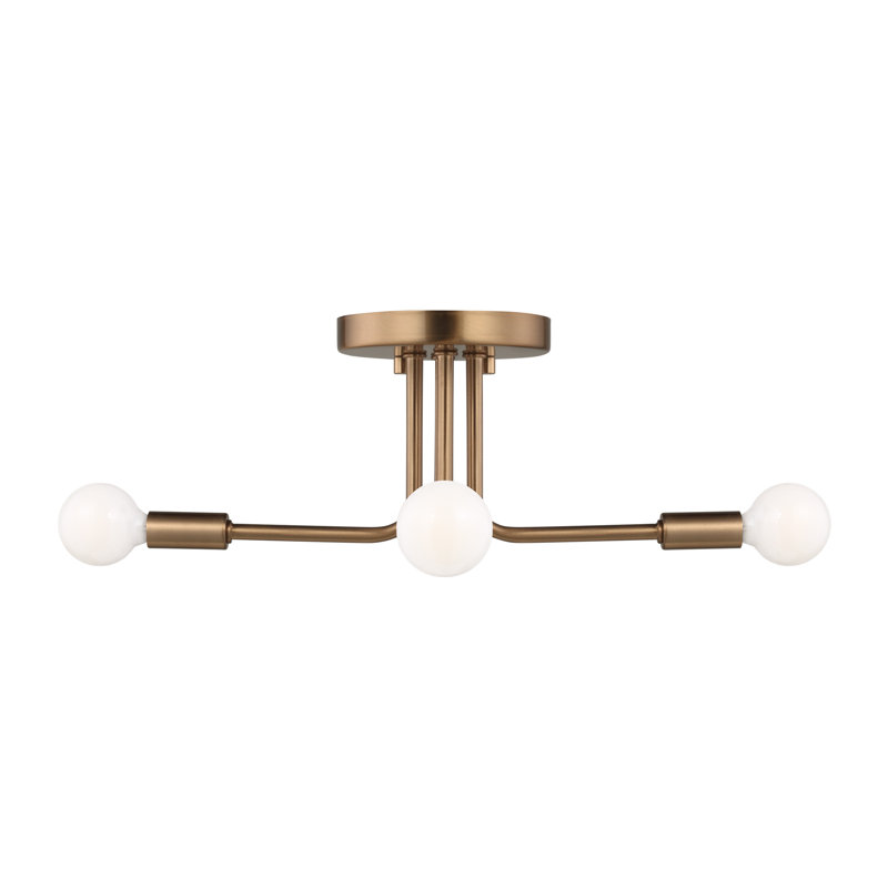 Nealey Glass Semi Flush Mount, Satin Brass