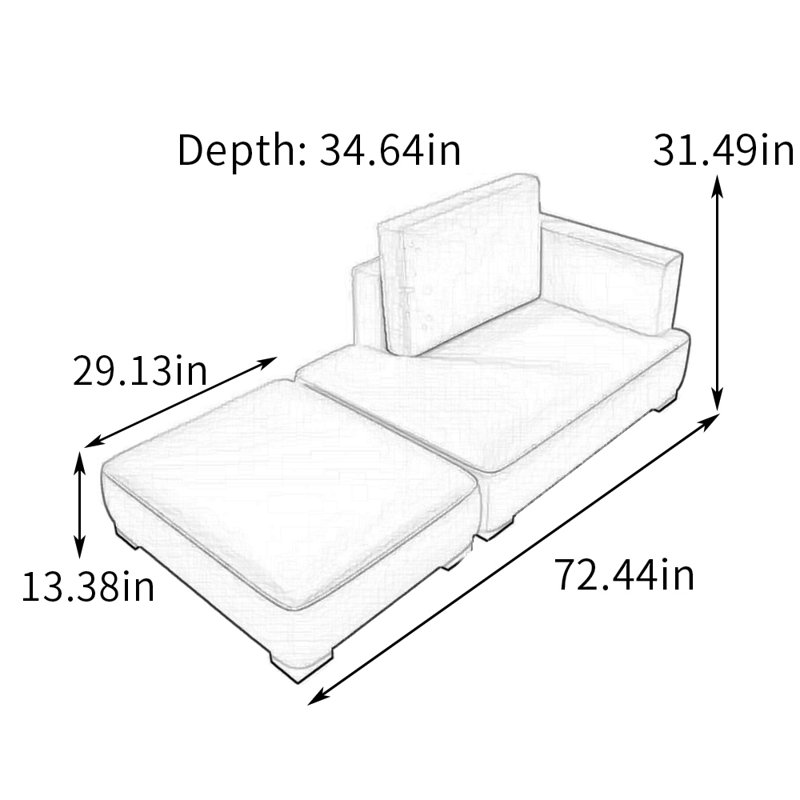 Méridiennes en similicuir avec repose-pieds, Brun, Orienté à droite