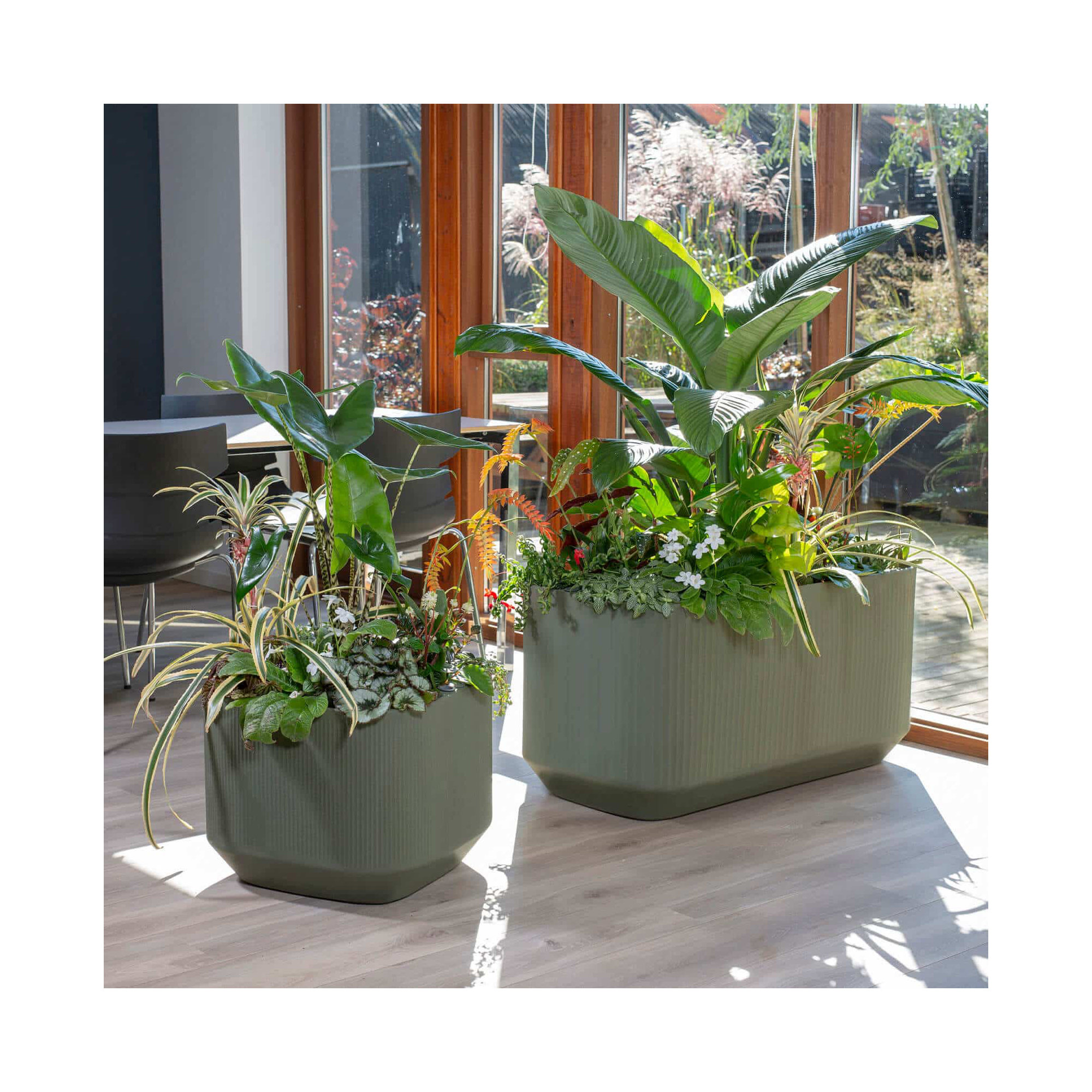 Mod Self Watering Plant Box, Olive, 20" x 14" x 24"H - Narrow