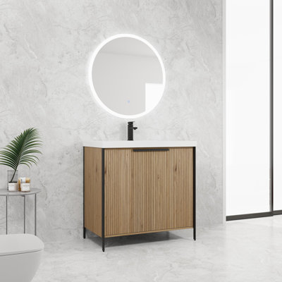 Meuble-lavabo autoportant avec lavabo en résine