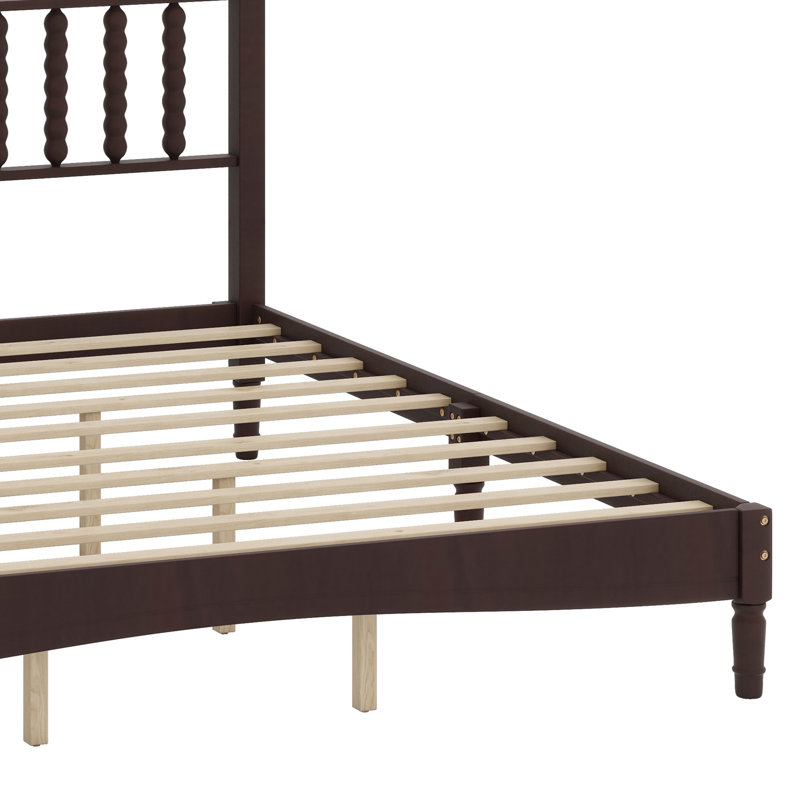 Lit plateforme en bois avec tête de lit en forme de gourde, lit plateforme de style rétro avec support à lattes en bois