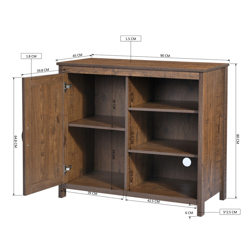 Monroe 90cm Sideboard, Vintage Brown