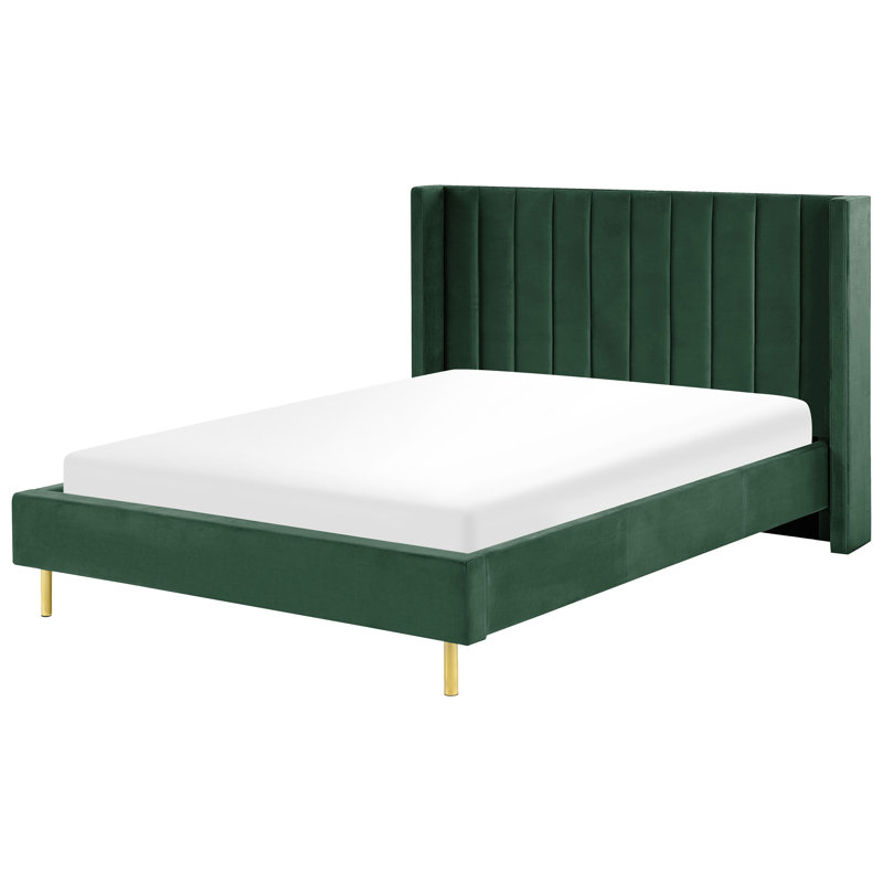 Sadie Upholstered Bed, European Double (140 x 200cm), Green