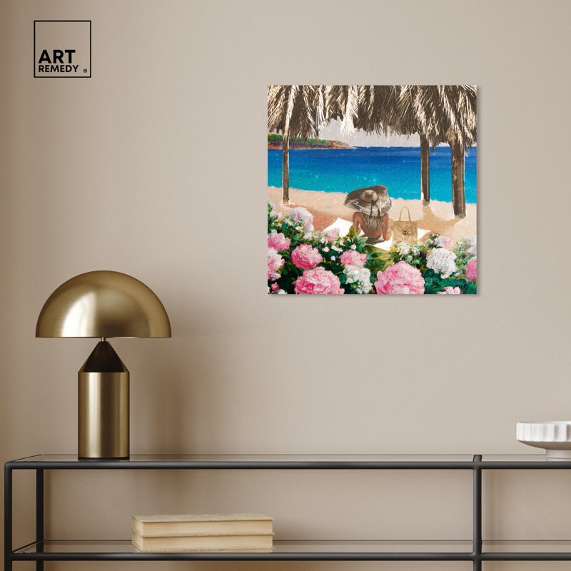 Relaxing Coastal Beach Scene Canvas Wall Art, 16" x 16"