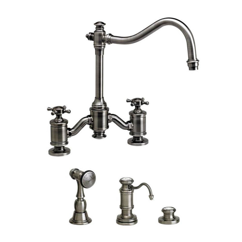Annapolis Bridge Faucet - Cross Handles, Antique Pewter