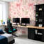 Papier peint adhésif pelez et collez, cœur rose, motif floral, brins botaniques délicats, pastel, art mural, auto-adhésif et amovible-1228731483