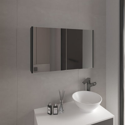 Bouti 19.7" H X 31.5" W Double Door Mirror Medicine Cabinet, Three Interior Shelves For Bathroom, Kitchen
