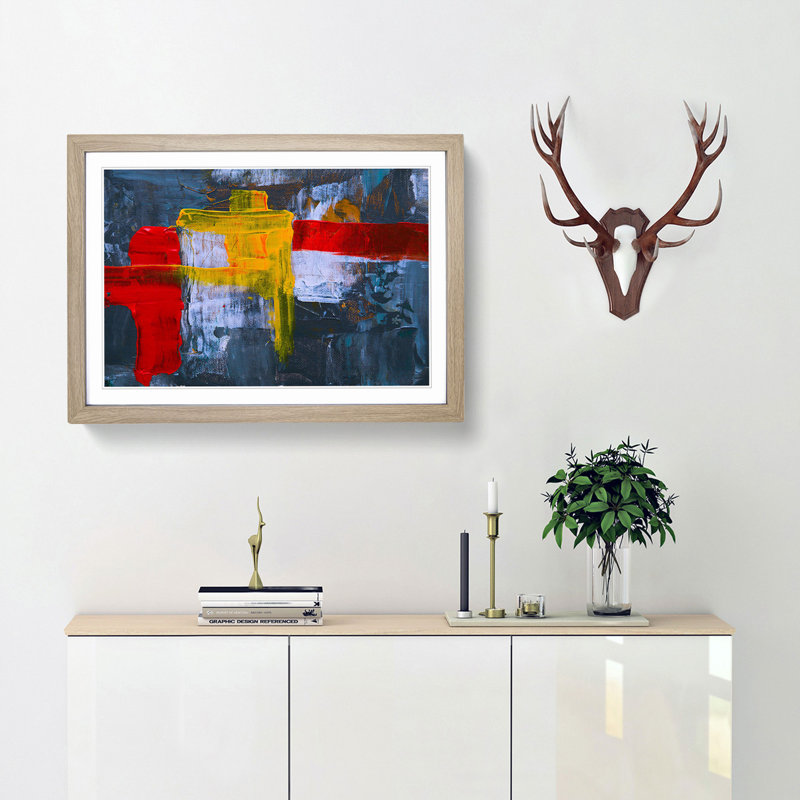 Abstract Art Painting Vol.320 by S.Johnson - Framed Print, 27cm H x 36cm W x 2cm D, Oak Framed