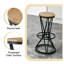 Ensemble de table de pub 3 pièces de style industriel avec plateau rond en grain de bois et tabourets de bar en métal - Ensemble de salle à manger à hauteur de comptoir de cuisine moderne pour petits espaces-877551350