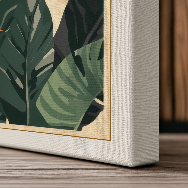 Birds of Paradise Botanical - Wrapped Canvas, 36x24 - 91.4 x 61.0 cm, Cream Border