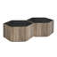 Table basse hexagonale rustique rétro en bois, avec 2 tiroirs cachés, dessus en marbre noir texturé, finition chêne brun clair-118729554