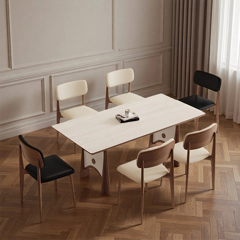 Ensemble de table de salle à manger simple et moderne en pierre frittée, 29.52" H x 62.99" W x 31.49" D