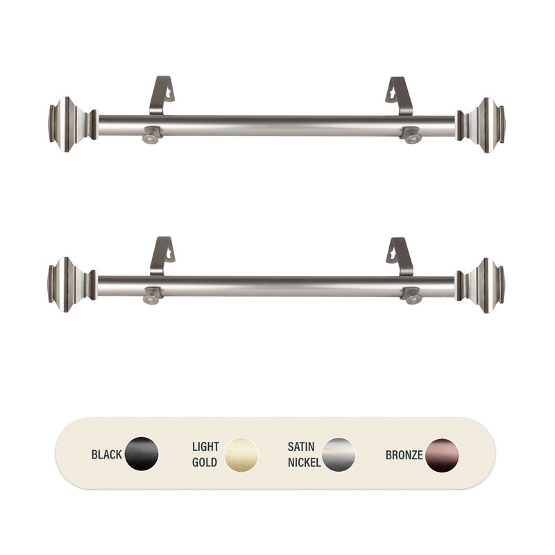 Tringle à rideaux simple réglable de 12 à 20 po, Nickel satiné