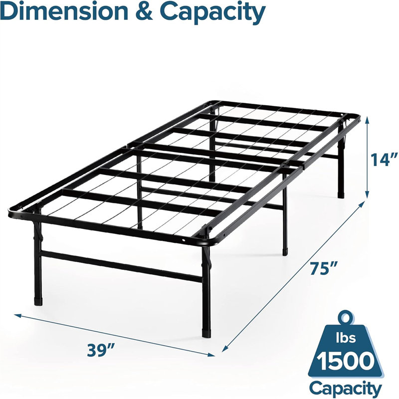 14 Inch Metal Platform Bed Frame, No Box Spring Needed, Twin