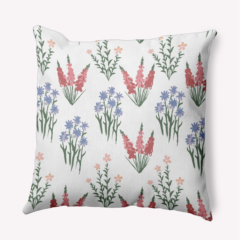 Coussin intérieur / extérieur Leafy Branch, H 20 po x l 20 po, Rose / mauve / vert floral