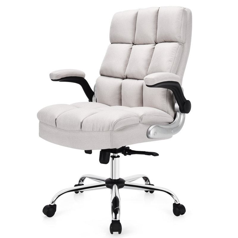 Gheorghe Linen Desk Chair, Beige