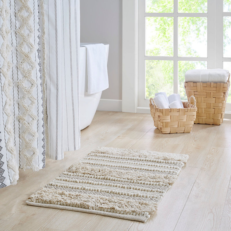 Woven Texture Stripe Bath Rug 20X32"