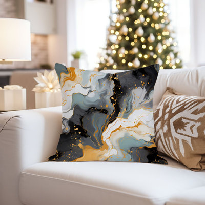 Abstract Black & Gold Brush Strokes V Modern