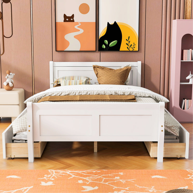 Sebbie Platform Storage Bed, White, Full