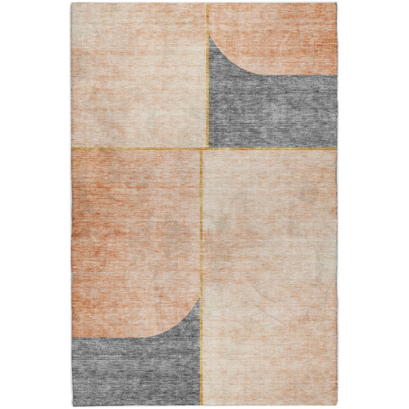 Tapis art déco de qualité supérieure lavable à la machine Dream Shag ADS717, Corail, 9' x 12'