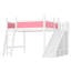 Lit mezzanine double en bois massif avec tablettes de rangement, armoire, glissières et échelles amovibles - aucun sommier nécessaire, rose et blanc-1633064657-1633064659