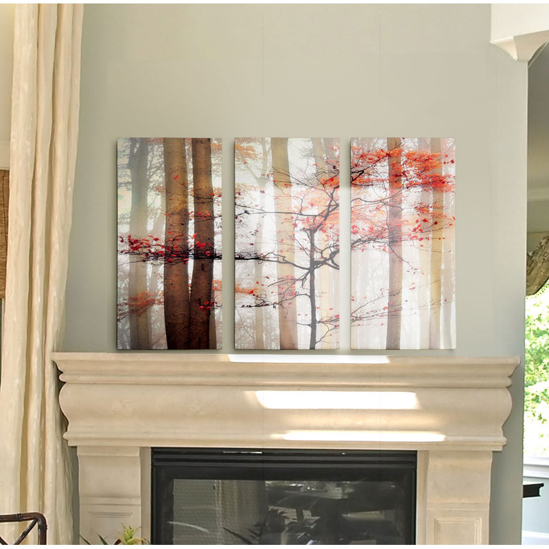 Orange Awakening - 3 images multiples sur toile, H 32 po x l 48 po x P 1,5 po