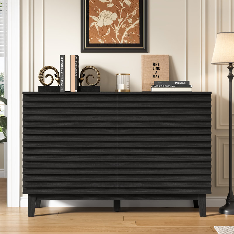Commode double 6 tiroirs l 47,2 po, Noir