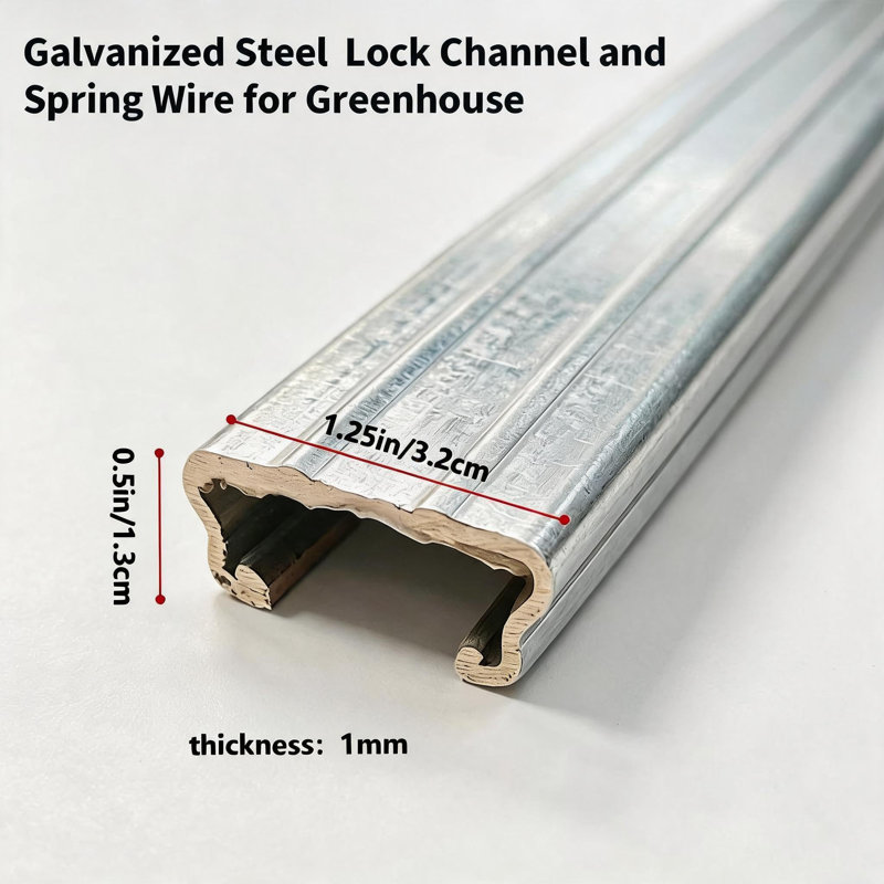 Galvanised Steel Lock Channel & Wiggle Wire Kit for Greenhouse Film | PVC Coated Spring Wires, U-Channel for Polytunnel Cover & Shade Cloth Fixing