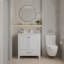Meuble-lavabo de 30 po avec cadre en bois massif et comptoir de meuble-lavabo autoportant avec lavabo blanc