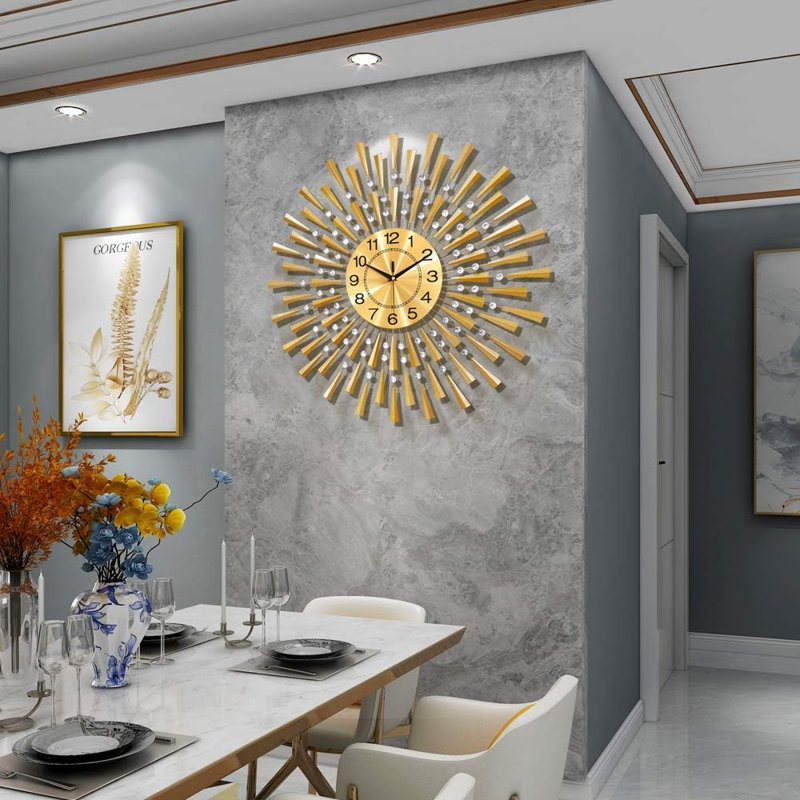 Metal Wall Clock, Large, Gold