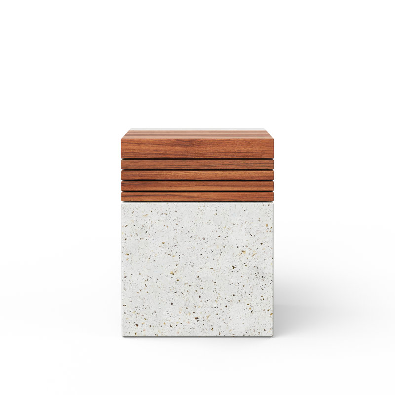 Concrete Accent Stool, Ivory Terrazo
