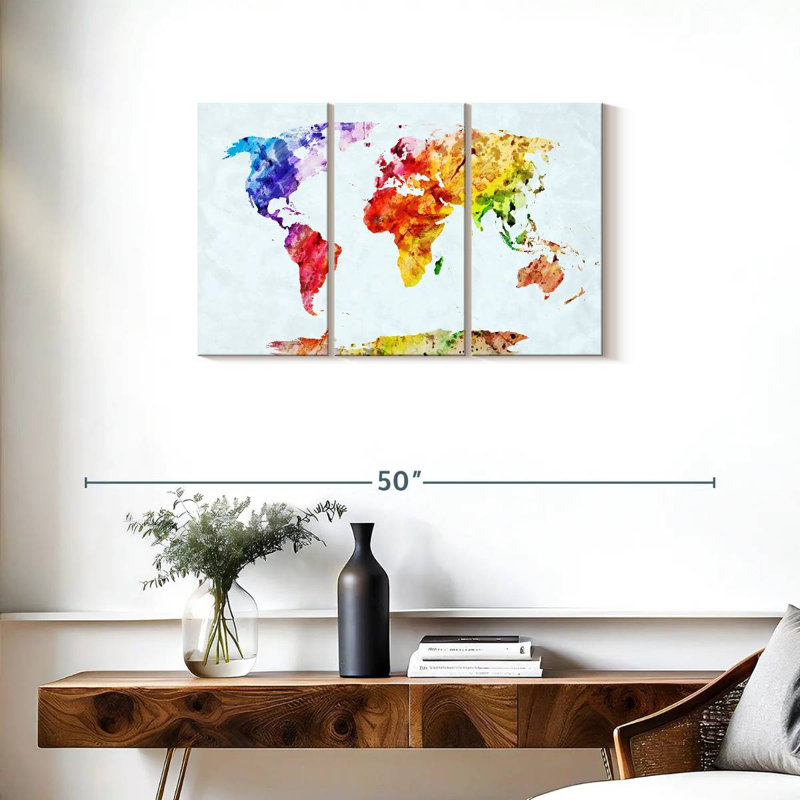 Aliaz Temperate World Map, 20" H x 33" W