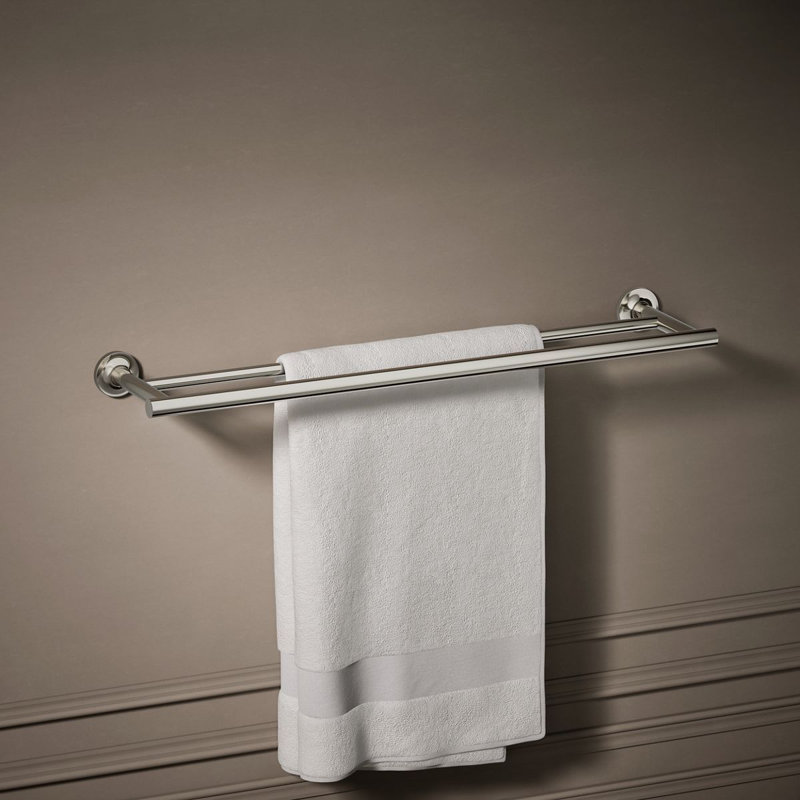 Double barre à serviettes murale Purist, Nickel poli de couleur vibrante