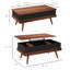 Table basse à plateau relevable HOMcom, table basse 39,25 po avec compartiments cachés et pieds en bois, noyer