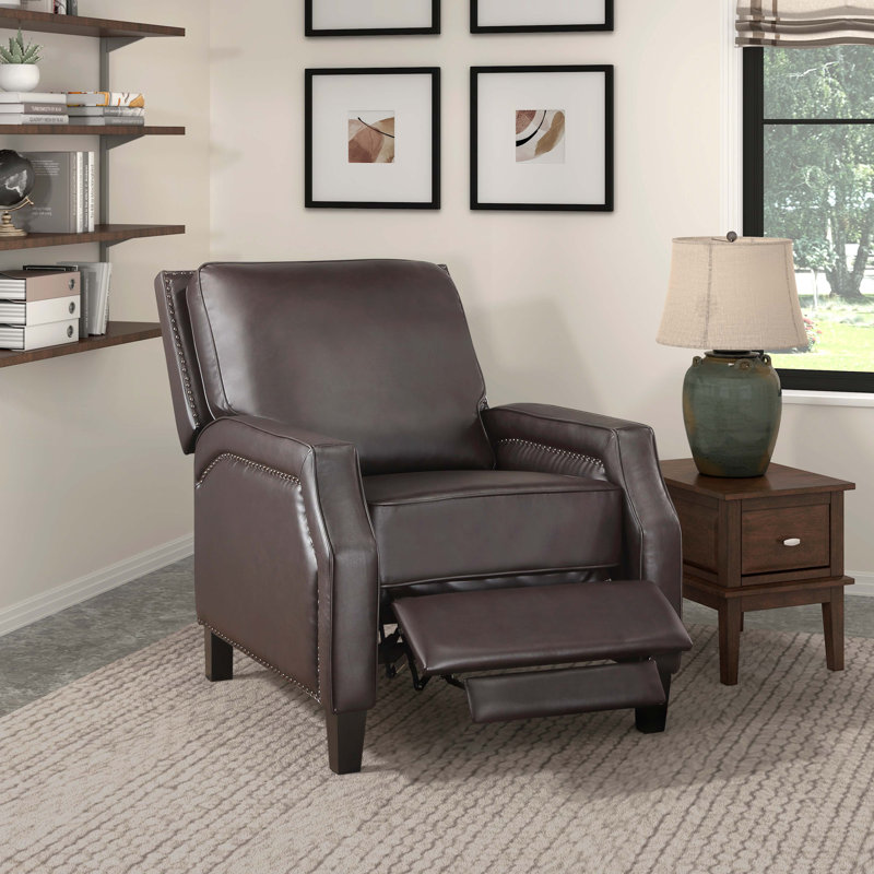 Zinca 30" Traditional Faux Leather Reclining Chair with Sophisticated Nailhead Trim & Push-Back Recline