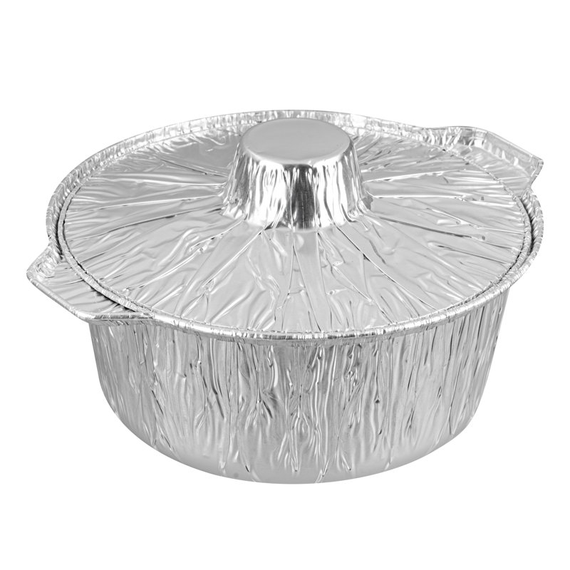 Restaurantware-Foil Lux 60 Ounce Pans And Lids, 100 Disposable Pots With Lids - Oven-Ready, Stove Compatible, Aluminum Foil Baking Pans, Freezable, For Outdoor Camping, Vacation, Picnic, And More
