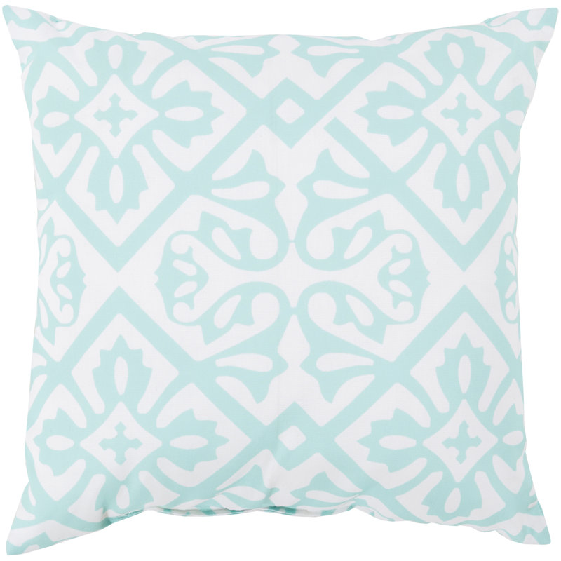 Rain Indoor/Outdoor Throw Pillow, 18" H x 18" W x 4" D, Light Blue