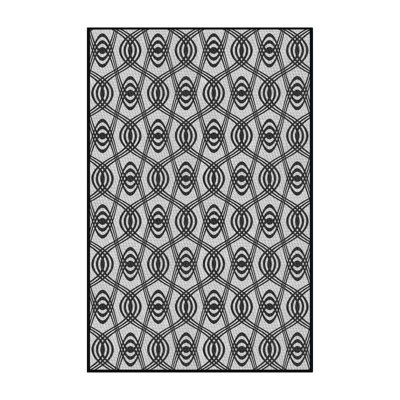 Tapis gris/zone noire à motifs