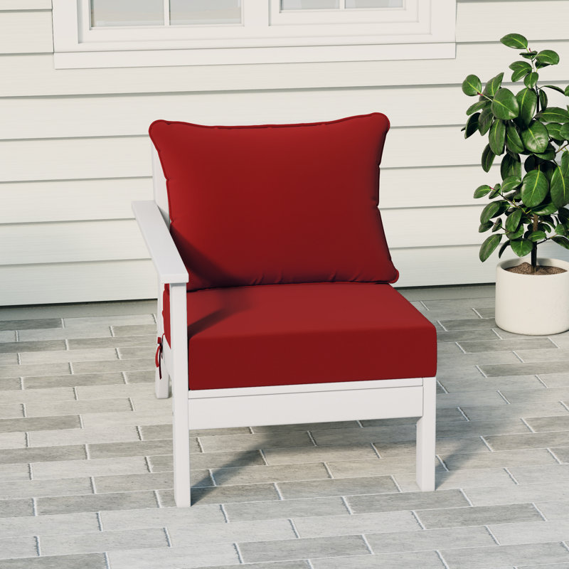 Deep Seating Left Arm Chair With Cushions, Red, White