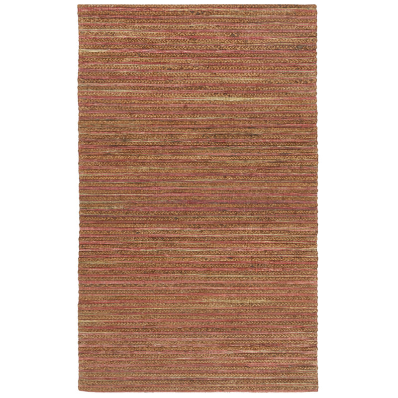 Tapis de couleur rouille en chanvre / coton tissé à la main Doleman, Rectangle 3 pi x 5 pi