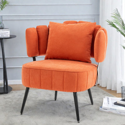 Chaises d'appoint à ressorts ensachés, chaise de lecture moderne en acier en mousse de chenille pour la maison