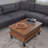 Modern Walnut Coffee Table with Metal Legs, 35.4 x 15.7 x 23.6 inches | 100% Melamine Coated Chipboard, Adjustable Dimensions | Open Design with Wheel Feet, Stylish & Functional for Living Room or Office Use-1857645856