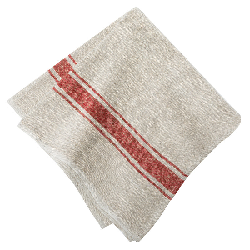 Cangelosi Striped Square Napkin, Red/Natural