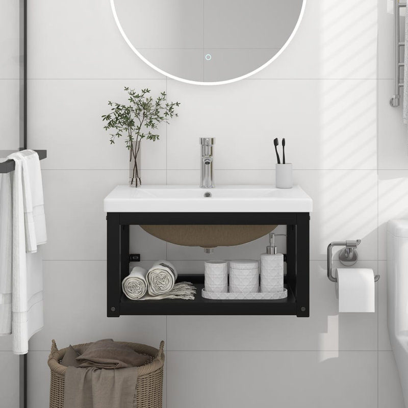 Peake 59mm Single Bathroom Vanity with Ceramic Basin, Black