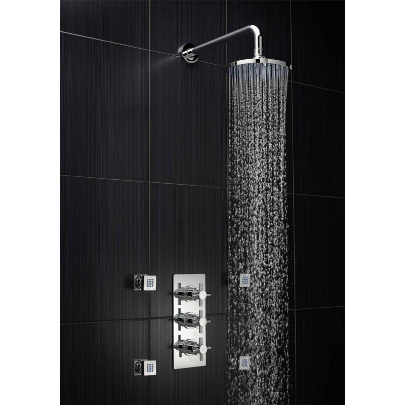 Tec Crosshead Triple Concealed Thermostatic Shower Valve, Chrome