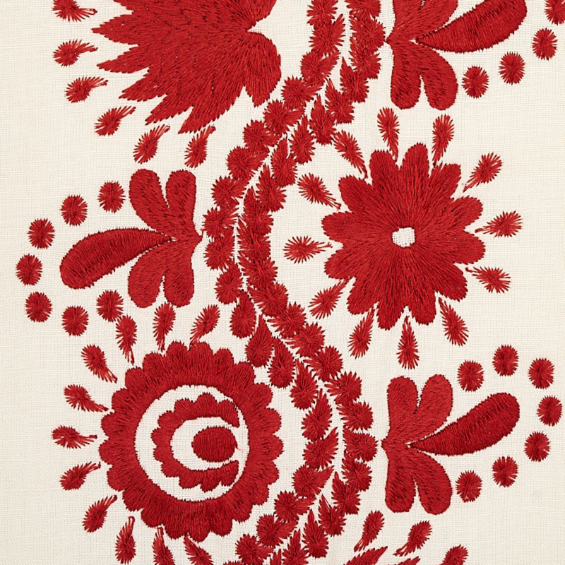 Theodora Embroidery Fabric, Red