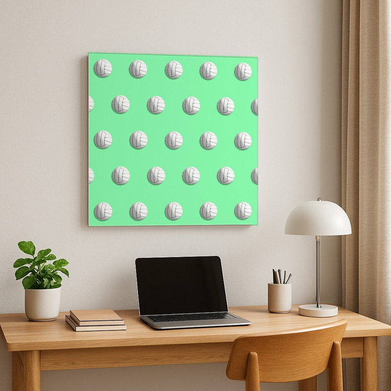 Motif de volleyball — Décoration murale carrée en métal, 8" H x 8" W