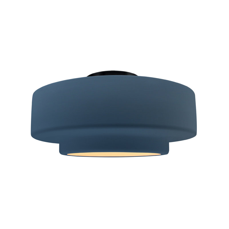 Plafonnier semi-encastré Radiance, H 7,25 po x l 14,5 po x P 14,5 po, Ciel à minuit / blanc mat, Noir mat