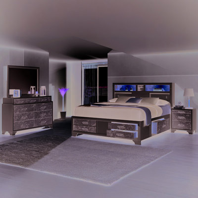 Contemporary, White Wood Full Bed, Marble Accents, Speakers, - C Charging Stylish Contemporary Bed With Frame, Headboard Lighting, Storage Drawers And Tech Setup