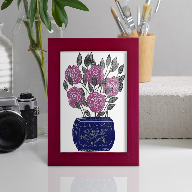 Edgardo, vase peint I, impression sur papier, Rouge cerise, H 6 po x l 4 po x P 1 po